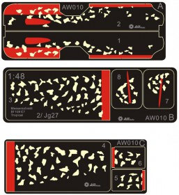 AW010 Spraying Stencils Messerschmitt Bf 109 E-7 Tropical Camo Set.1