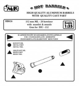 HB026 152mm ML-20 HOwitzer with mantlet & muzzle. Gun for ISU - 152
