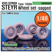 DW48004 WW2 German STyre Type 1500A Sagged Wheel set (for Tamiya 1/48)