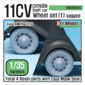 DW30024 WW2 11CV Staff car Sagged wheel set (1) (for Tamiya 1/35)