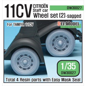 DW30027 WW2 11CV Staff car Sagged wheel set (2) (for Tamiya 1/35)