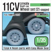 DW30027 WW2 11CV Staff car Sagged wheel set (2) (for Tamiya 1/35)