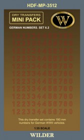 HDF-MP-3512 Немецкие номера для наземной техники. Сет 6.2 Контурные, красные, высота 190 мм.