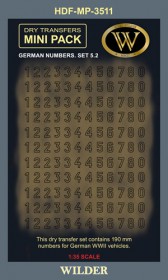 HDF-MP-3511 Немецкие номера для наземной техники. Сет 5.2 Контурные, чёрные, высота 190 мм.