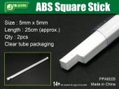 PPA6028 ABS Square Stick - Size: 5mm x 5mm x 2pcs