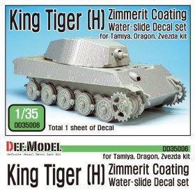 DD35006 WWII KingTiger Henschel Zimmerit Decal set (1/35 Tamiya, Zvezda) - Restocked