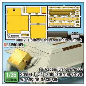 DE35016 Soviet T-34 external stove and engine deck slit set (for Academy / Dragon / AFV club 1/35)