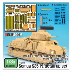 DE35013 French Somua PE detail up set w/ Metal barrel (for Tamiya/ 1/35)