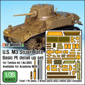 DE35022 U.S. M3 Stuart late Basic PE detail up set (for Tamiya, Academy 1/35) 