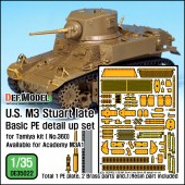 DE35022 U.S. M3 Stuart late Basic PE detail up set (for Tamiya, Academy 1/35) 
