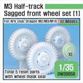 DW30050 U.S M2/M3/M16 Halftrack Front Sagged Wheel set (1)(for AFV club, Dragon 1/35)