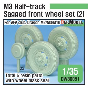 DW30051 U.S M2/M3/M16 Halftrack Front Sagged Wheel set (2)(for AFV club, Dragon 1/35)