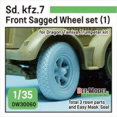 DW30060 WW2 German Sd.kfz.7 Front sagged wheel set (1) (for Tamiya, Trumpeter, DML1/35)