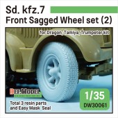 DW30061 WW2 German Sd.kfz.7 Front sagged wheel set (2) (for Tamiya, Trumpeter, DML1/35)