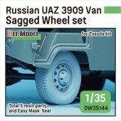 DW35144 Russian UAZ 3909 Van sagged wheel set (for Zvezda 1/35)
