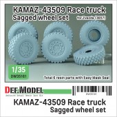 DW35161 KAMAZ-43509 Race truck Sagged wheel set -Redbulls (for 1/35 Zvezda 3657 kit)