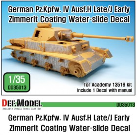 DD35013 WWII PZ. IV Ausf.H Late /J Early Zimmerit Decal set (1/35 Academy new) - Restocked