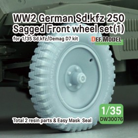 DW30076 WW2 German SD.Kfz 250 Sagged wheel set (1) - (for 1/35 Sd.kfz 250, Demag D7 kit)