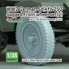 DW30077 WW2 German SD.Kfz 250 Sagged wheel set (2) - (for 1/35 Sd.kfz 250, Demag D7 kit)