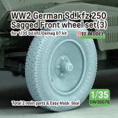 DW30078 WW2 German SD.Kfz 250 Sagged wheel set (3) - (for 1/35 Sd.kfz 250, Demag D7 kit)