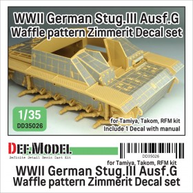 DD35026 WWII Stug III Ausf. G Waffle pattern Zimmerit Decal set 1 (1/35 Tamiya/Takom/RFM kit)