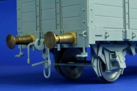 RB35A09 Railroad flat buffer  turned and photo etch brass kit  set contains two buffers